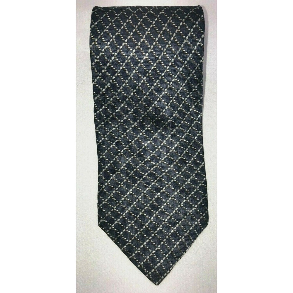 NOS NEO Bill Blass Navy with Gold Diamond Pattern 100% Silk Neck‎ Tie 58" long